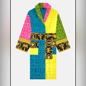 Authentic Versace baroque pink blue yellow robe housecoat new size large